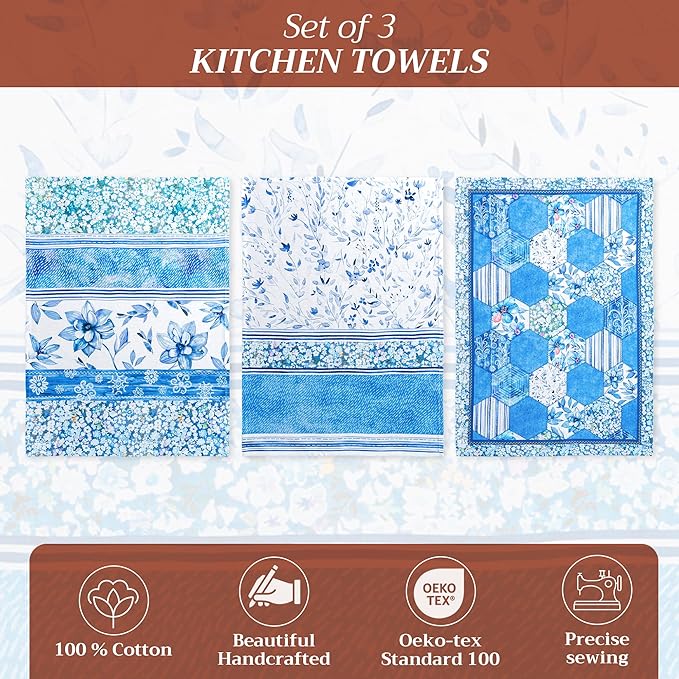 Maison d' Hermine Kitchen Towels Set of 3 100% Cotton 27.50" x 20" Reusable