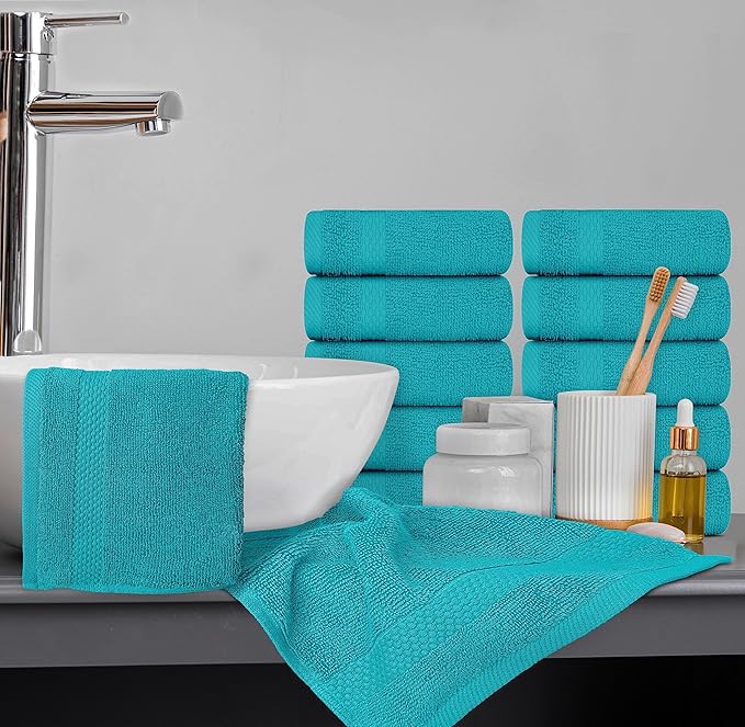 White Classic Luxury Cotton Washcloths 13x13 Inch