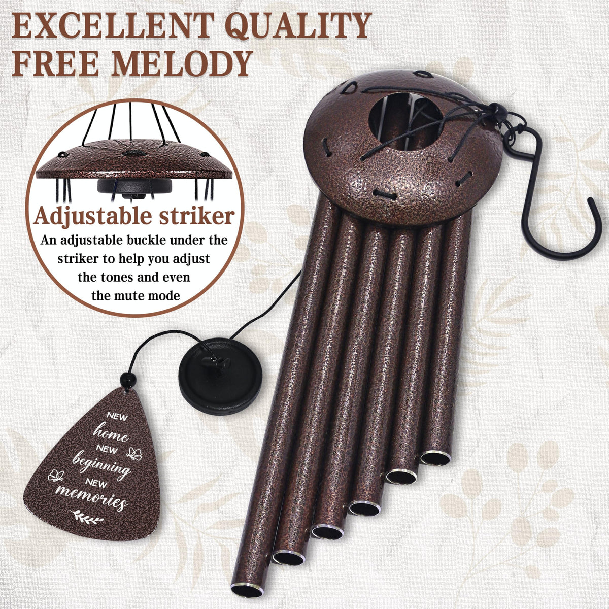 House Warming Gifts New Home, 32" Bronze Wind Chimes Housewarming Gifts, New Home Gift Ideas for Women Men Homeowners Couples Family Friends, Unique First Home Gift for Apartment Decor