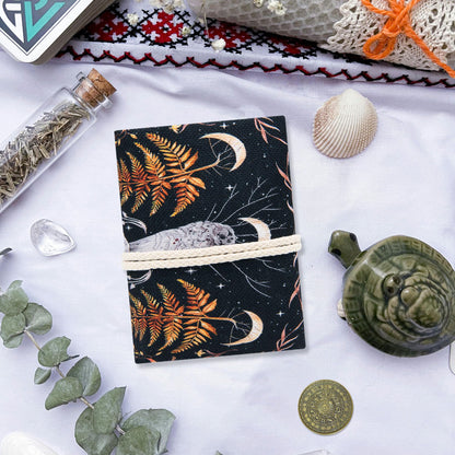 Knana 2Pcs Tarot Card Holder - Linen Tarot Deck Mat with Layout Pattern, Large Tarot Card Storage, Tarot Accessories (Mushroom)