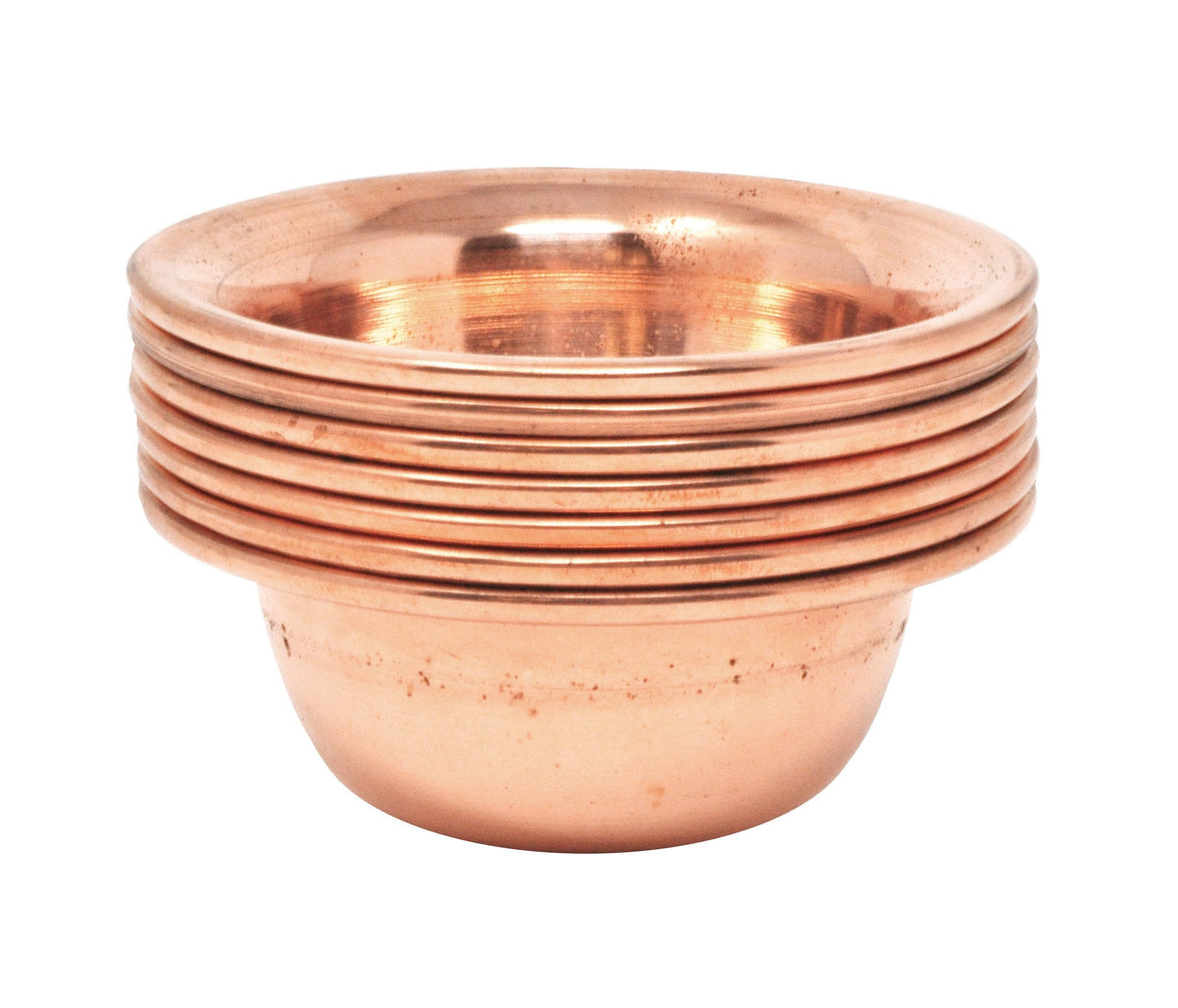 Mudra Crafts Brass Copper Offering Bowl Set of 7 Tibetan Buddhist Alar Supplies for Meditation Yoga Burning Incense Ritual Smudging Decoration 3.25 Inches Copper Tone