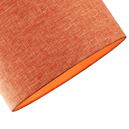 Contemporary and Sleek 12 Inch Rustic Orange Linen Fabric Drum Lamp Shade 60w Maximum | 30cm Diameter | for Table Lamp or Pendant by Happy Homewares