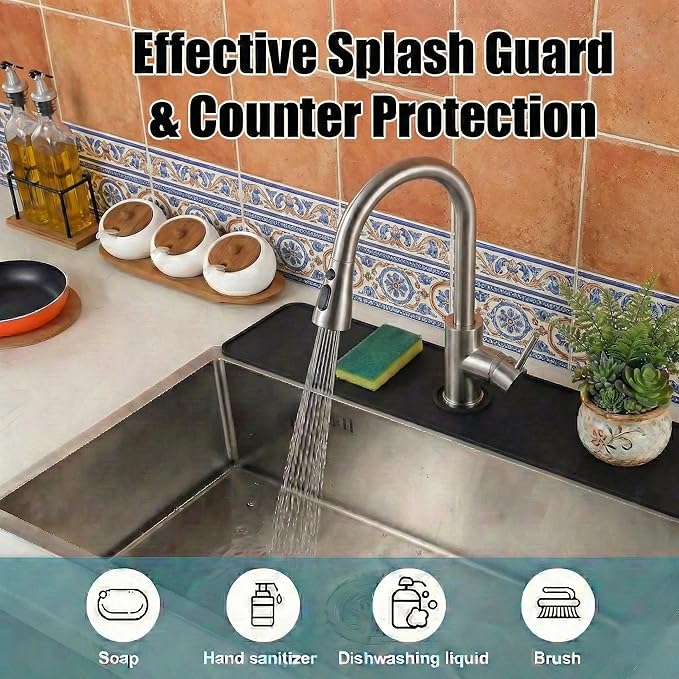 Customizable Kitchen Sink Faucet Mat: 30"Lx5.5"W Bathroom Counter Protector