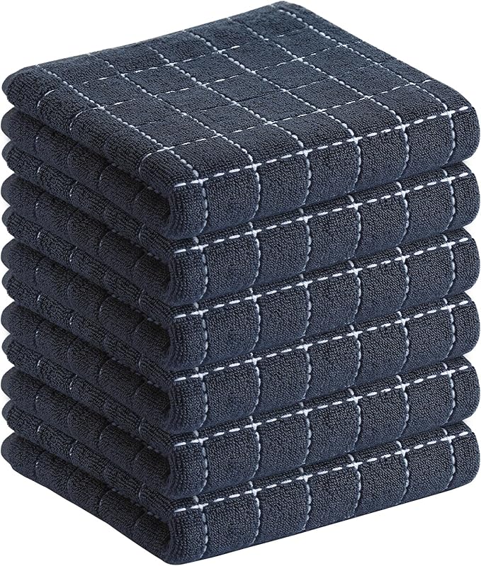 Homaxy 100% Cotton Terry Kitchen Towels, Checkered Designed, Soft and Super
