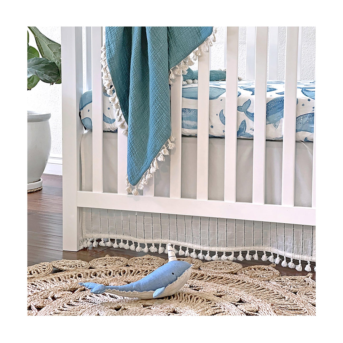Crane Baby Ocean Crib Sheet, 100% Cotton Fitted Sheet, 28" x 52", Crib Sheets for Boys, Toddler Bed Sheets, Ocean Nursery Decor