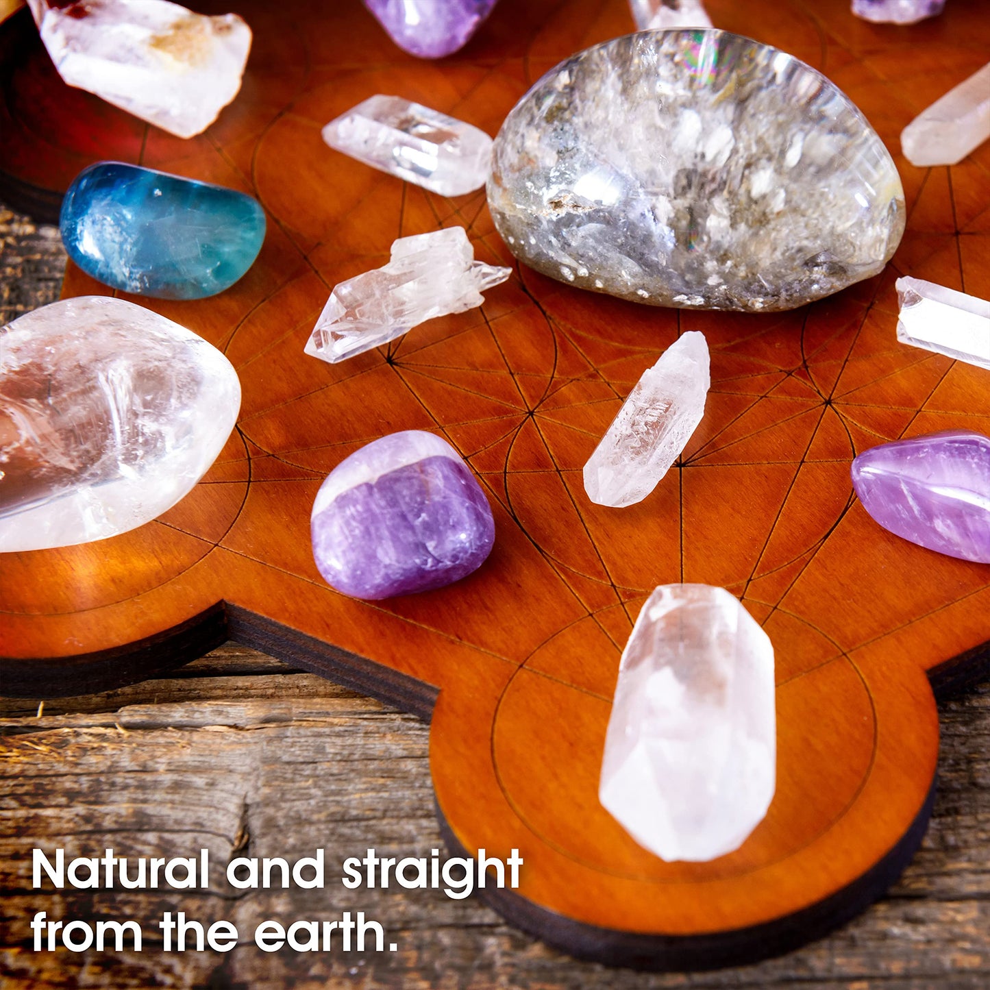 Curawood Crystal Grid Board for Stones - 10" Diameter Metatron's Cube Sacred Geometry Board - Amplify the Power of Your Crystals - Chakra Grid Plate, Altar Decor - Cubo de Metatron