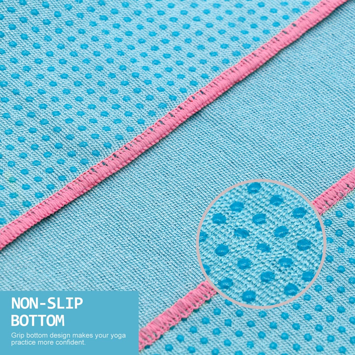 Eunzel Hot Yoga Towel - Microfiber Non Slip Yoga Mat Towel with Grip Dot Sweat Absorbent Towel for Hot Yoga, Pilates and Fitness 72" x 24", Dark Cyan/Orange