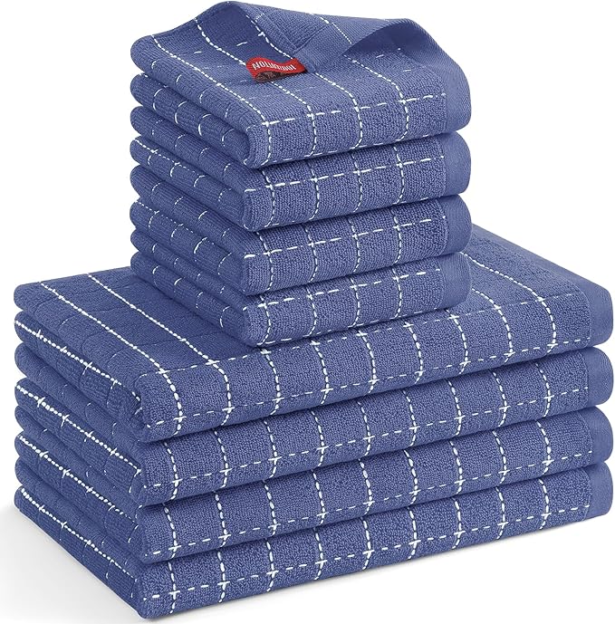 Mordimy 100% Cotton Terrycloth Kitchen Towels and Dishcloths Sets, Soft and
