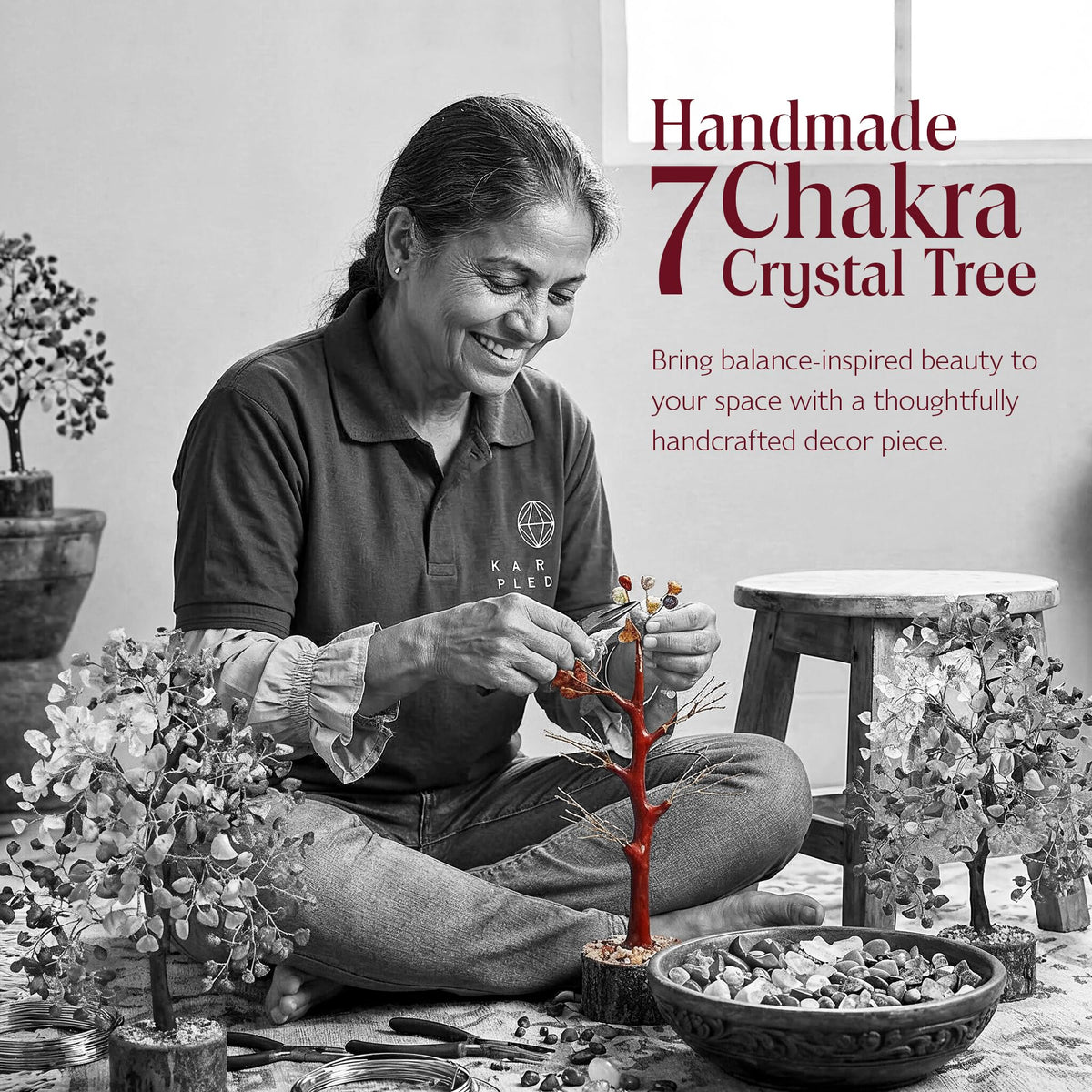 Handmade 7 Chakra Crystal Tree of Life - Unique Birthday & Anniversary Gifts for Women, Mom, & Friends | Handcrafted Healing Crystal Decor for Home & Office, Brings Positive Energy, Luck & Prosperity
