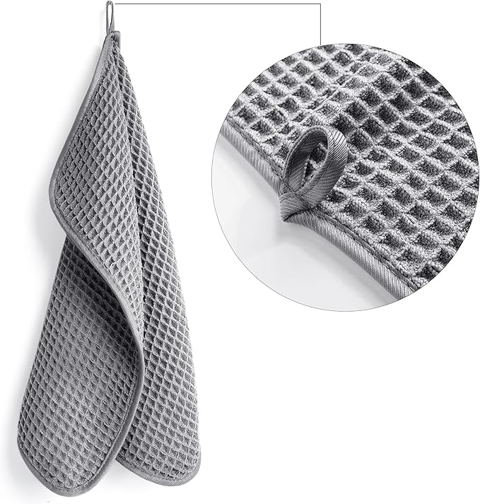 POLYTE 430 GSM Microfiber Lint Free Washcloth Face Towel, 13 x 13 in, 4 Pack