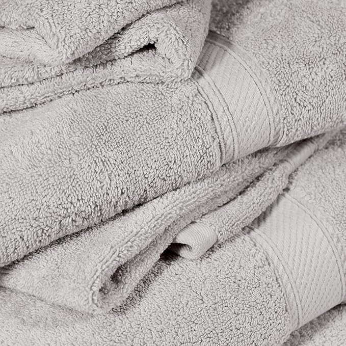 SUPERIOR Solid Egyptian Cotton Towel Set, Washcloths 13” x 13”, Hand Towels 20”