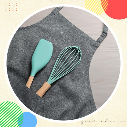 Funnymoom 12 Pcs Small Silicone Whisks and Spatulas with Wooden Handle for Cooking 10 Inch Mini Whisk Spatula Non Stick Kitchen Baking Essentials Cookware for Valentines Day Party Favor Gift Supplies