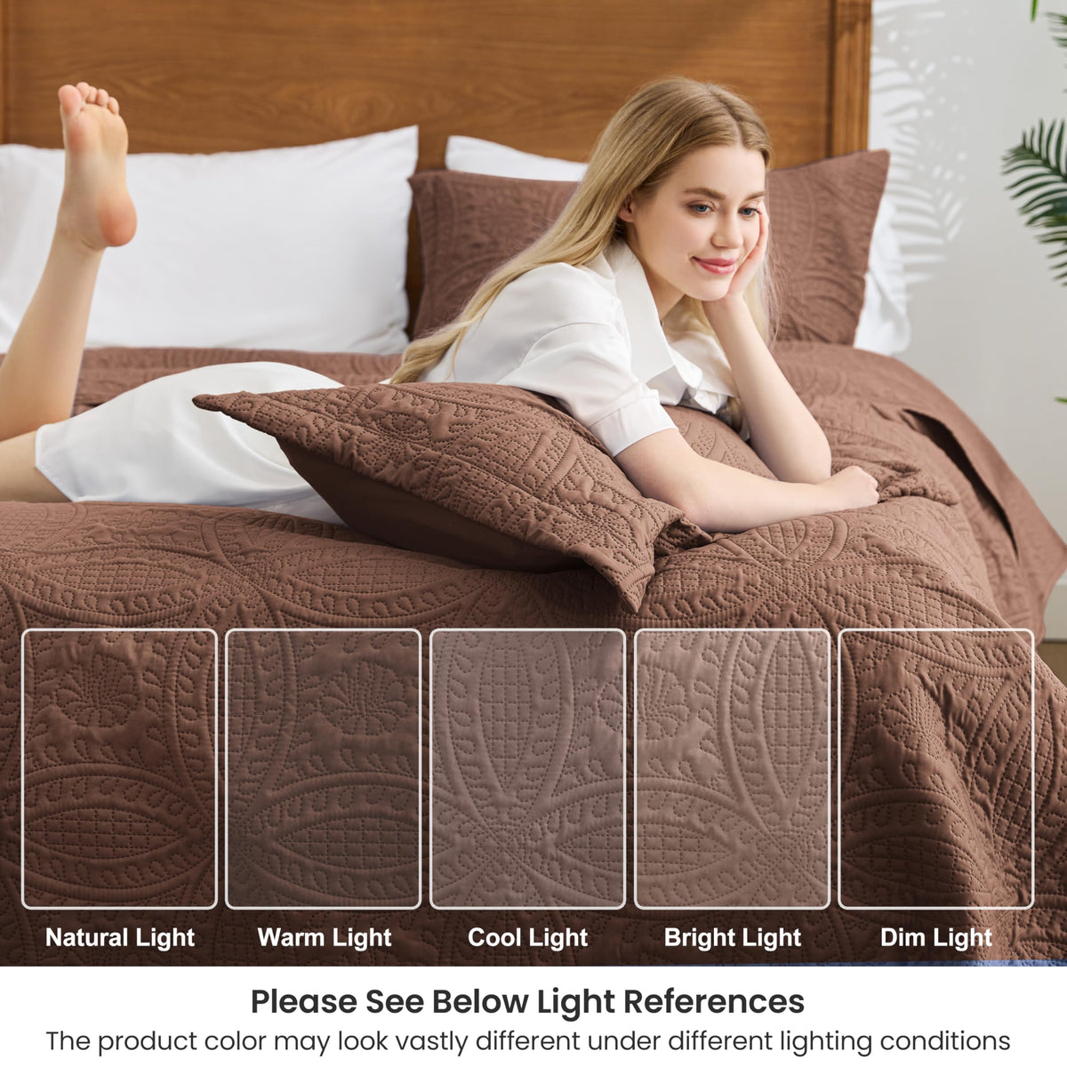 Love's cabin King Size Quilt Bedding Set Brown Bedspreads - Bed Lightweight Bedspread Comforter - Coin Pattern Bedding Coverlet for All Season - 3 Pieces (1 Quilt, 2 Pillow Shams)