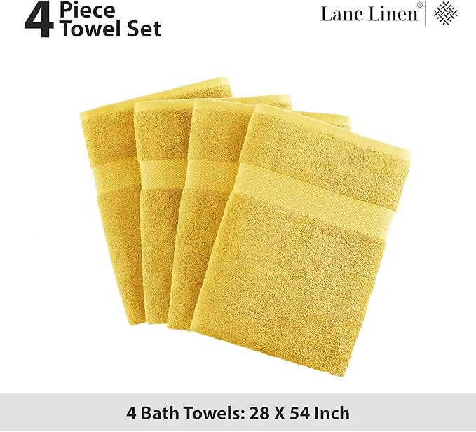 LANE LINEN Cotton Bath Towels Pack of 4