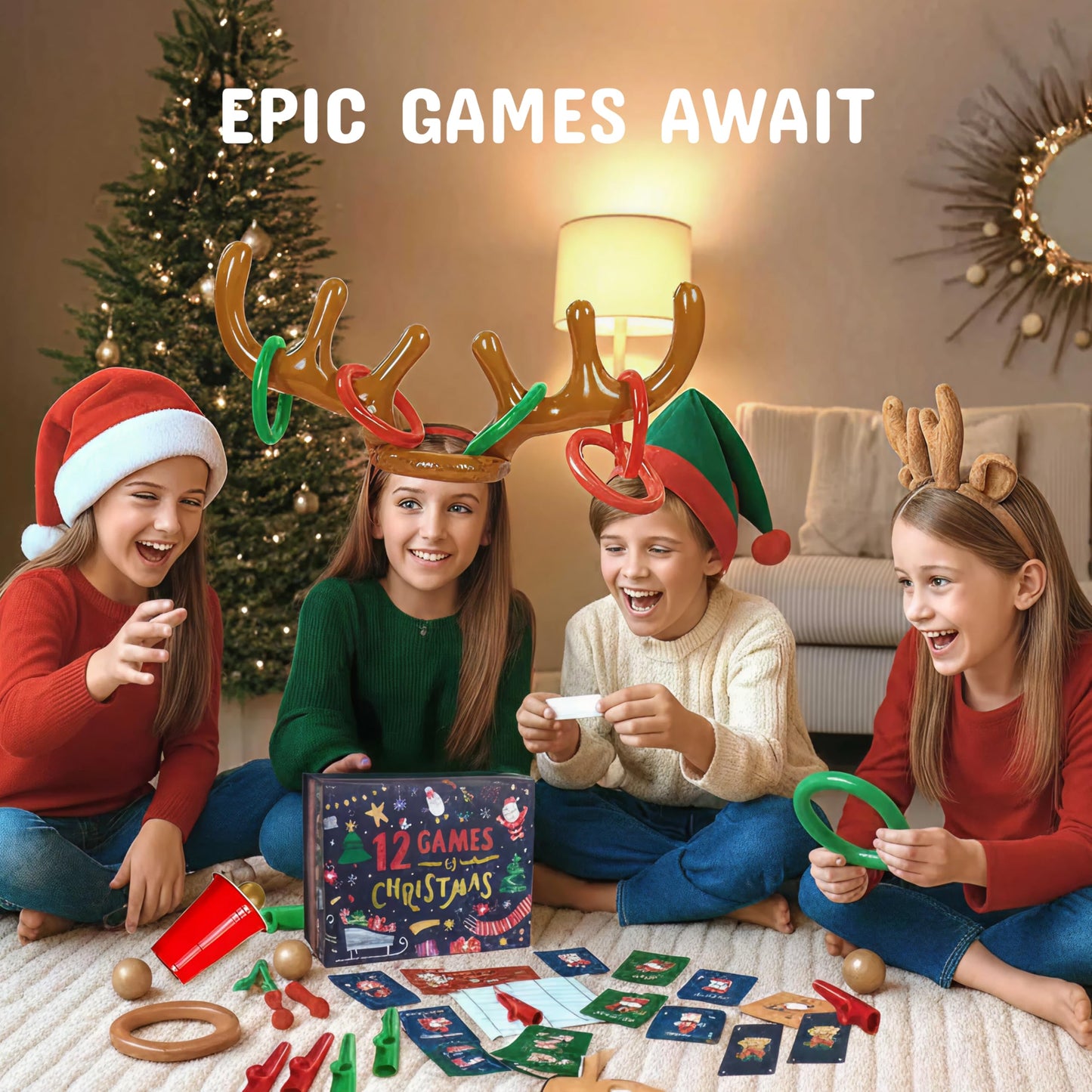 Gutter Games 12 Games of Christmas - Family Game Night Pack for Kids and Teens - Hilarious Christmas Party Games for Adults and Family Party - Complete Entertainment Package - Multicolor