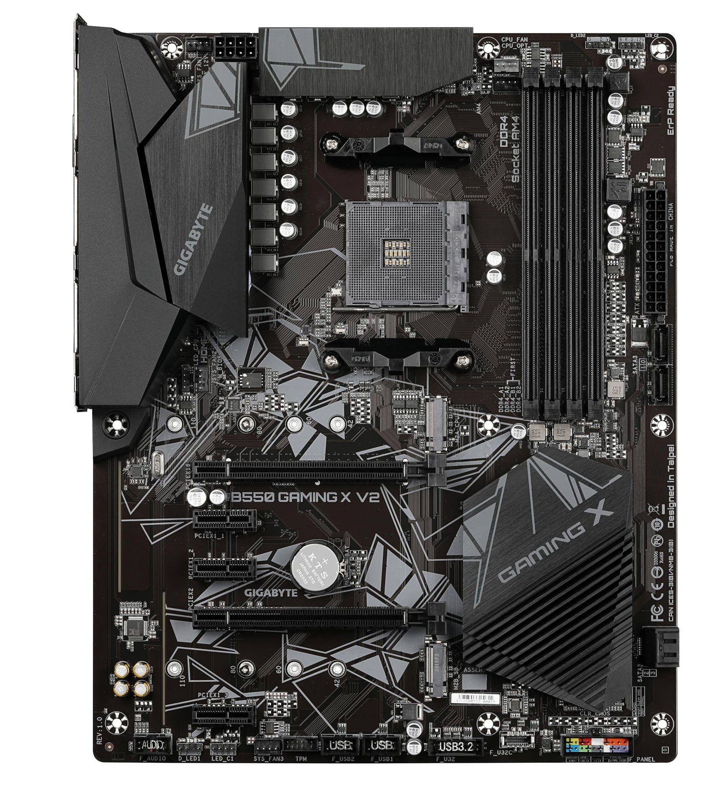 Gigabyte B550 Gaming X V2 Motherboard - Supports AMD Ryzen 5000 Series AM4 CPUs, 10+3 Phases Digital Twin Power Design, up to 4733MHz DDR4 (OC), 2xPCIe 3.0 M.2, GbE LAN, USB 3.2 Gen1