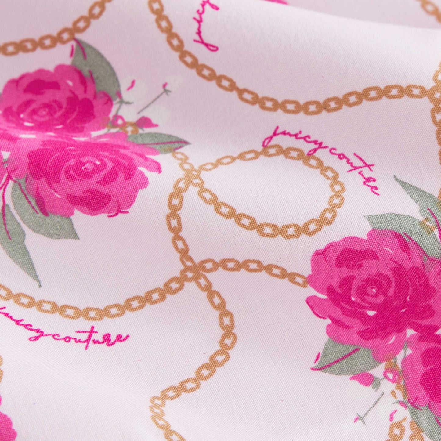 Juicy Couture Printed Microfiber 4-Piece Twin Sheet Set, Bianca Chain Floral Pink