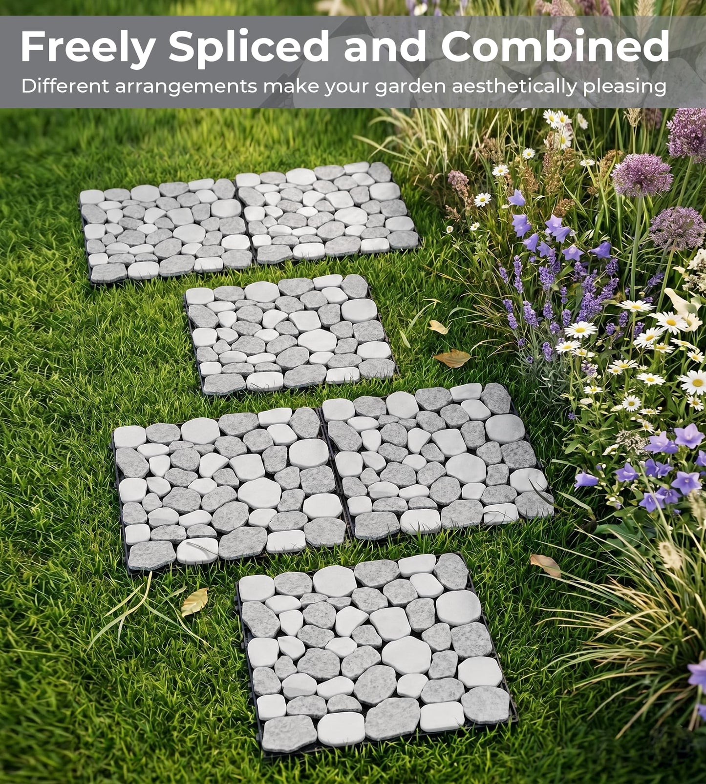 jxgzyy 4PCS Stone Decking Tiles, 11.8"x11.8" Pavers for Walkway