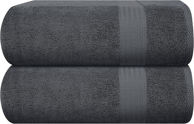GLAMBURG Premium Cotton Oversized 2 Pack Bath Sheet 35x70-100% Pure Cotton