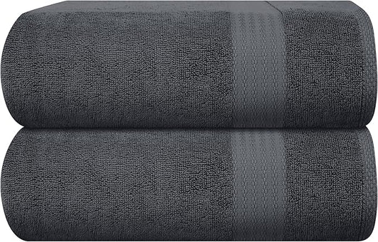 GLAMBURG Premium Cotton Oversized 2 Pack Bath Sheet 35x70-100% Pure Cotton
