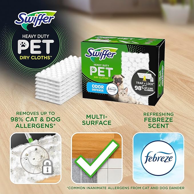 Swiffer Sweeper Pet Heavy Duty Dry Multi-Surface Cloth Refills