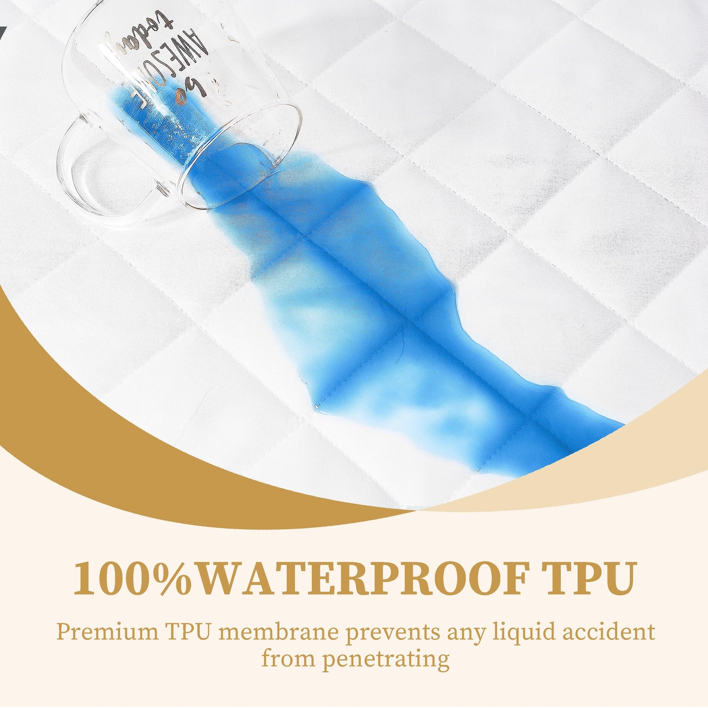 Safe and Sound Quilted Fitted Mattress Pad Cover, Waterproof Mattress Protector, Deep Pocket Elastic Fits Up to 18'', Breathable Soft Alternative Filling Mattress Pad California King