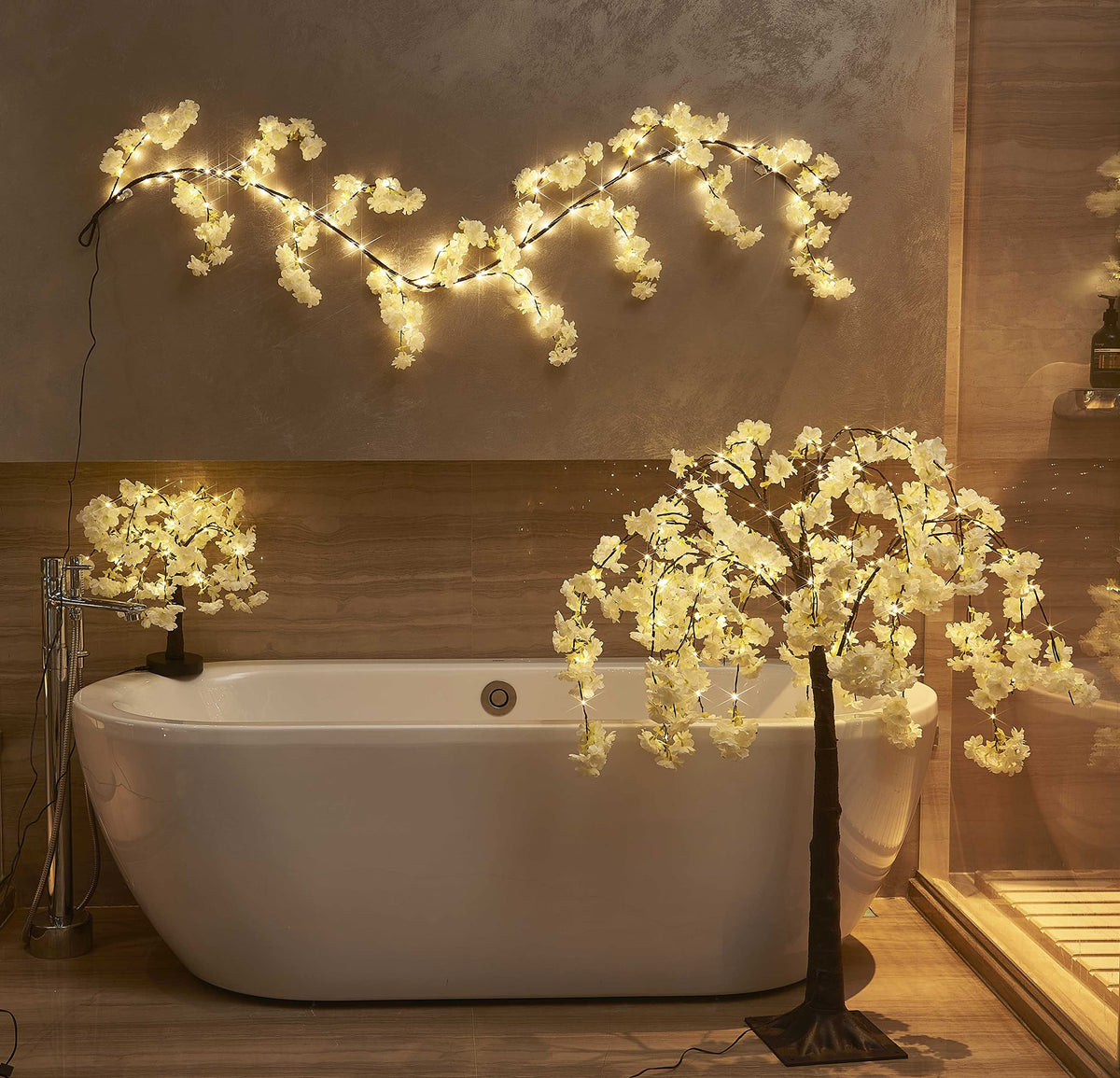 Hairui Cherry Blossom Tree with Lights 4FT 180 Fairy Lights, Artificial Lighted Tree for Spring Wedding Birthday Party Decoration Inside Outdoor