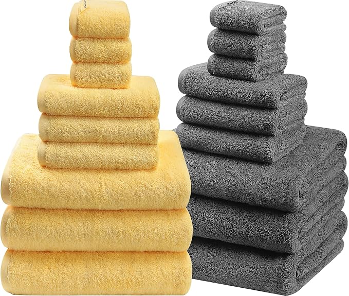 SEMAXE 18-Pack Bath Towel Set Include 6 Bath Towels, 6 Hand Towels, 6 Wash