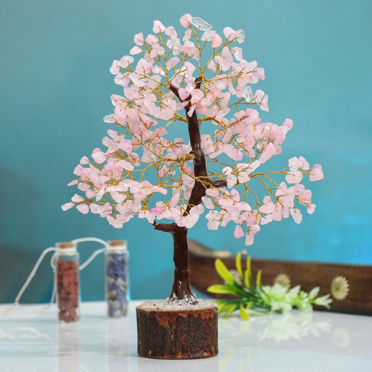 Crocon® Rose Quartz Crystal Tree of Life - Love & Self-Care Healing Crystals for Positive Energy, Feng Shui Money Tree, Pink Home Room Decor, Birthday Gifts for Women, Mom, Sister, Girlfriend & Her