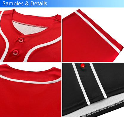 KXK Plain Men Gradient Baseball Jersey Button Down Shirts Short Sleeve Fashion Hip Hop Sports Uniform