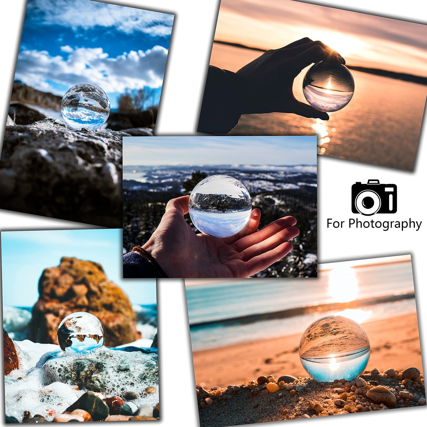 Omylens Lens Ball (80mm), K9 Crystal Ball with Stand and Silk Bag, for Photography Accessories and Props, Heal Magic Ball and Decorative(8cm/3.15″ Set Clear Crystal Ball)
