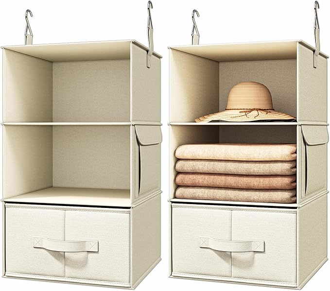 Vailando 3-Shelf Hanging Closet Organizer, Baby Clothes Storage and Organization