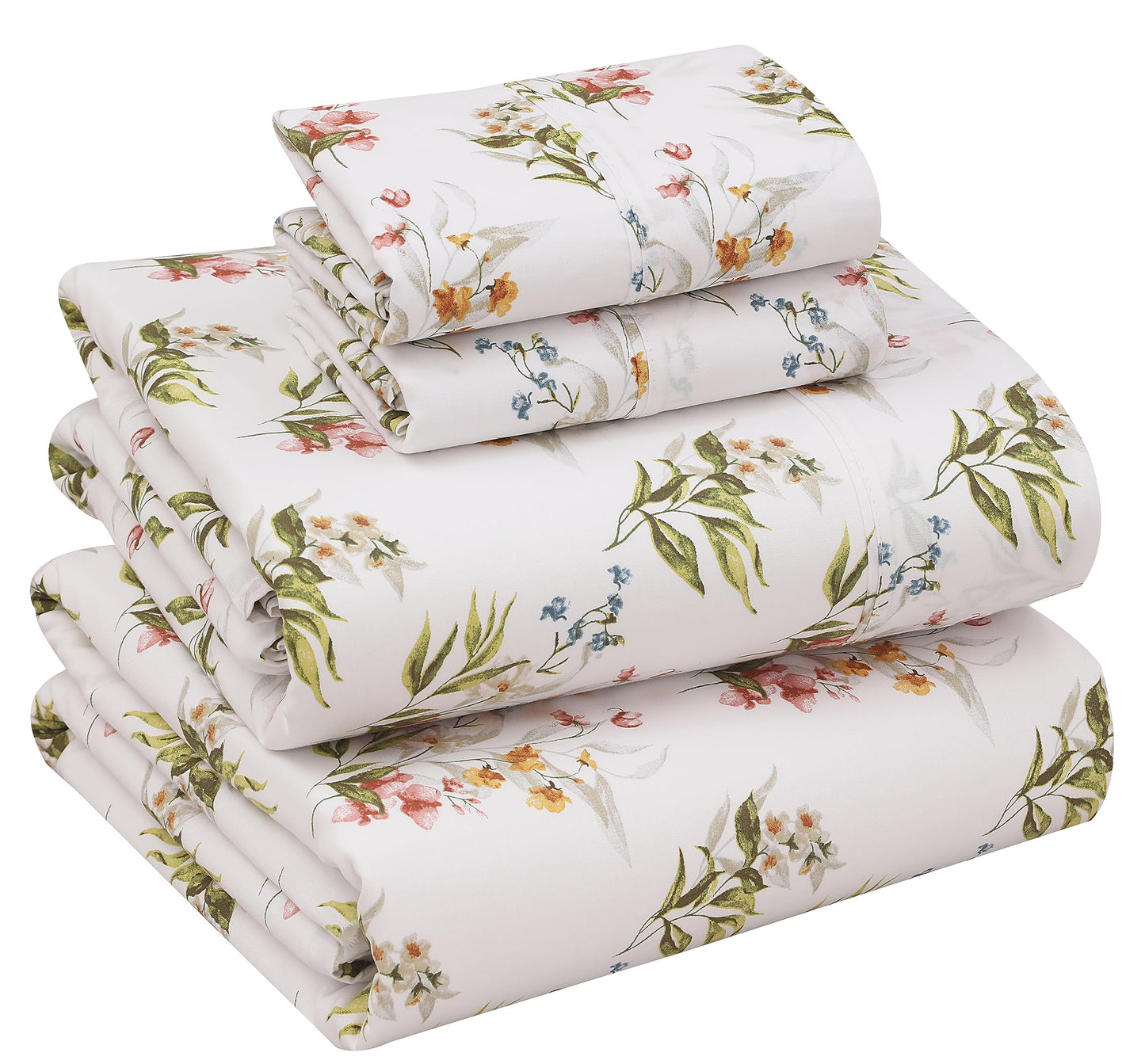 RUVANTI 100% Cotton Percale Sheets Full Size, Floral Bliss