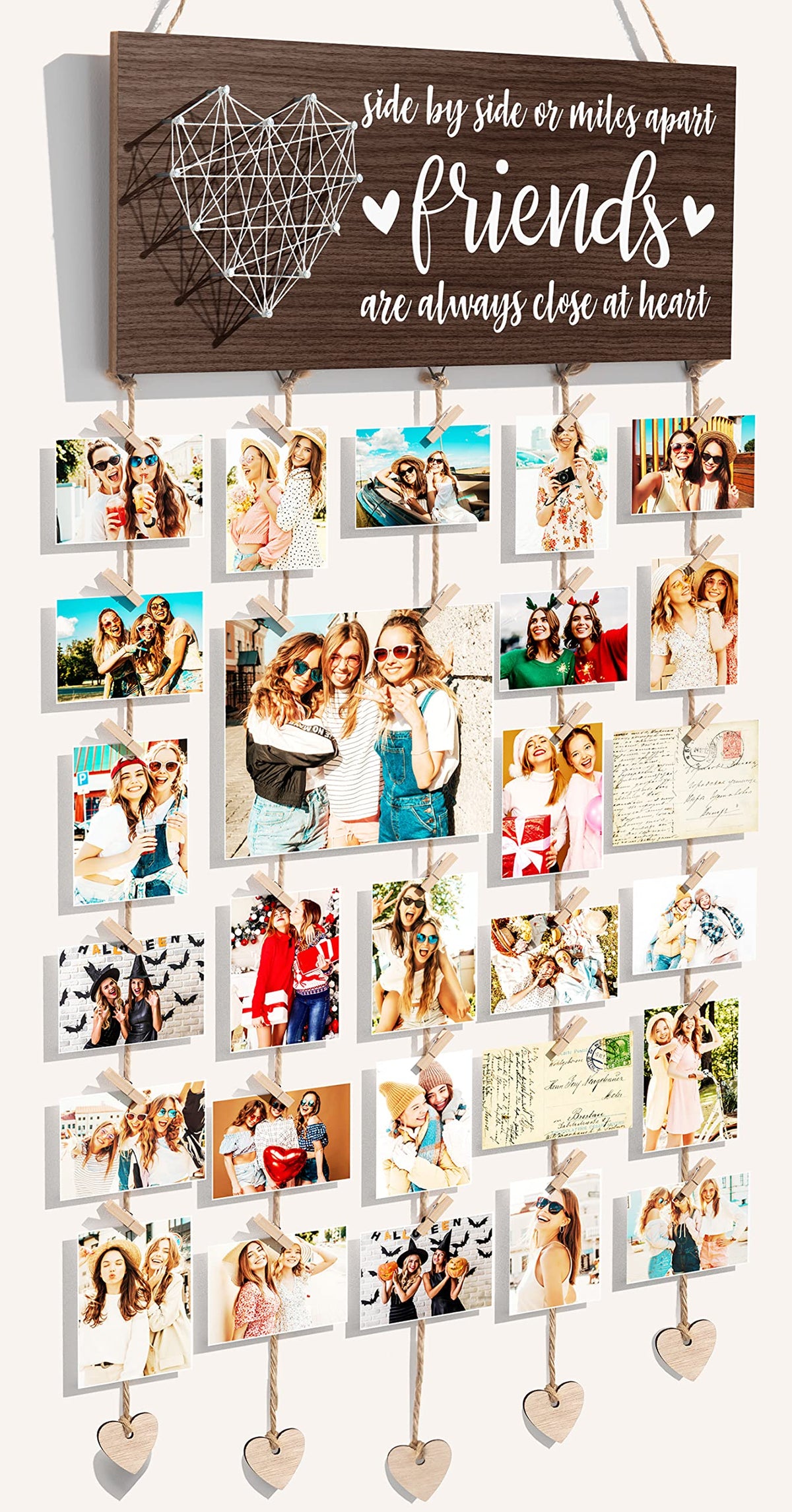 Best Friend Birthday Gifts for Women Teen Girls, Mothers Day Gifts for Best Friend Picture Frame, Long Distance Friendship Gift for BFF Besties Sister Photo Holder Hanging Photo Display Collage Frame