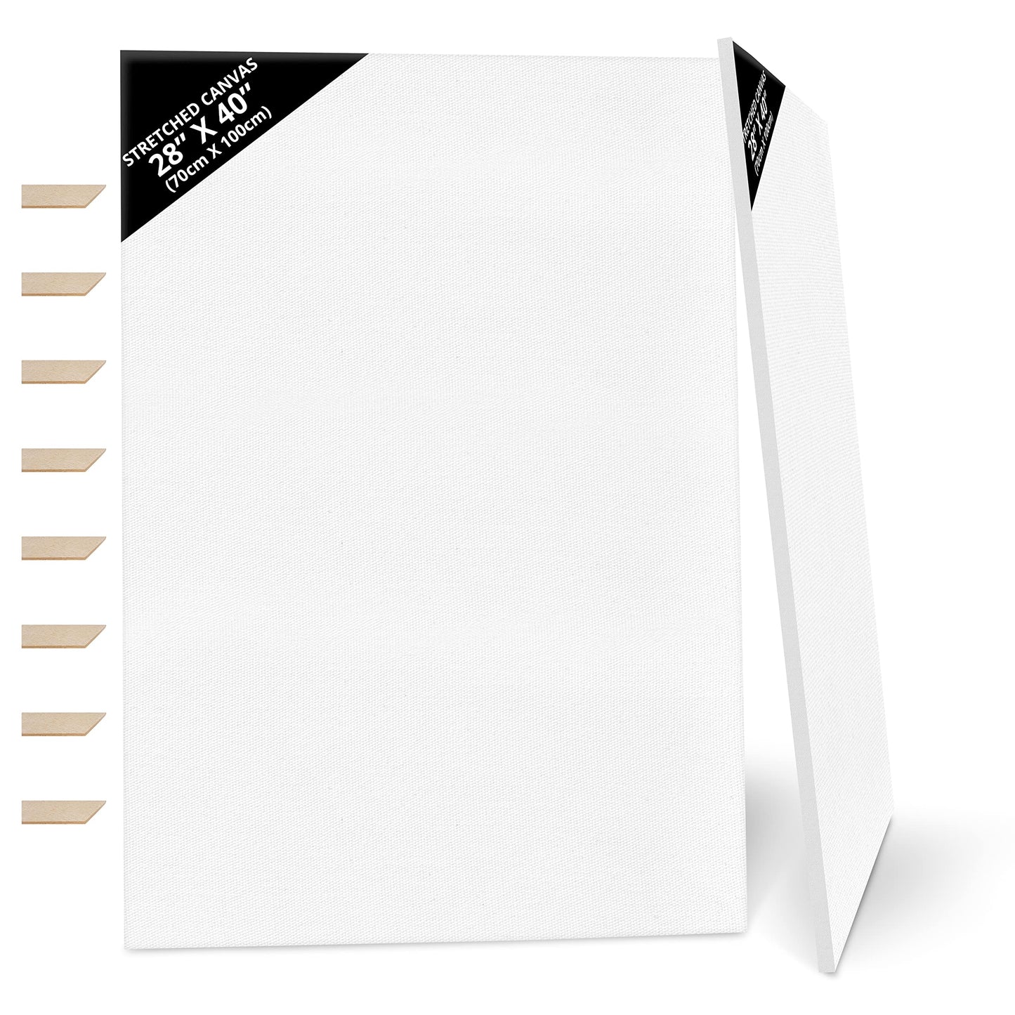 Kurtzy 2 Pack Blank Canvas - 70 x 100cm (28 x 40 inches) - Extra Large Pre Stretched Canvas Panels with Wooden Wedges - Suitable for Acrylic and Oil Painting Also for Sketching and Drawing