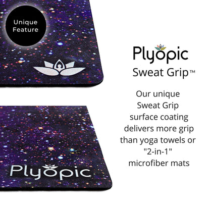 Plyopic. All In One Yoga Mat | Luxury Sweat-Grip Mat/Towel Combo | Ideal for Yoga, Hot Yoga, Bikram, Pilates, Workout & Exercise | Eco-Friendly Natural Rubber