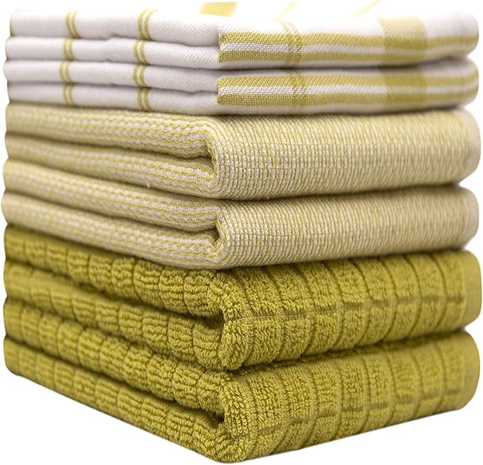 Premium Kitchen Towels | Large Cotton Dish Towels | Flat & Terry Highly