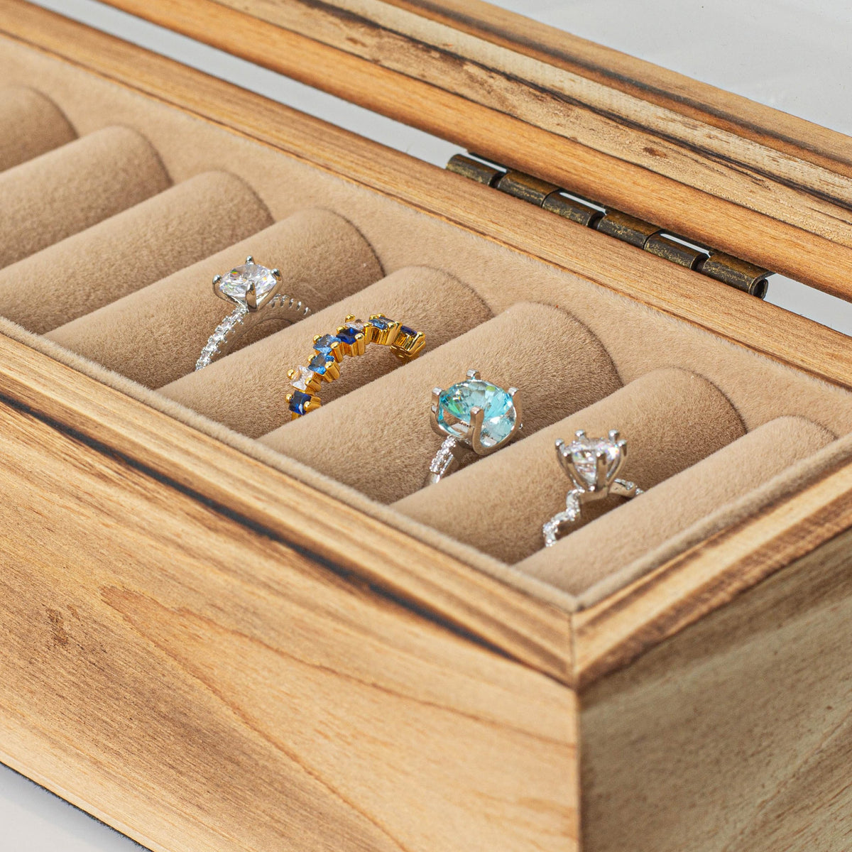 Freezing point Wood Ring Organizer Display Case Mens Ring Boxes For Multiple Rings Jewelry Storage