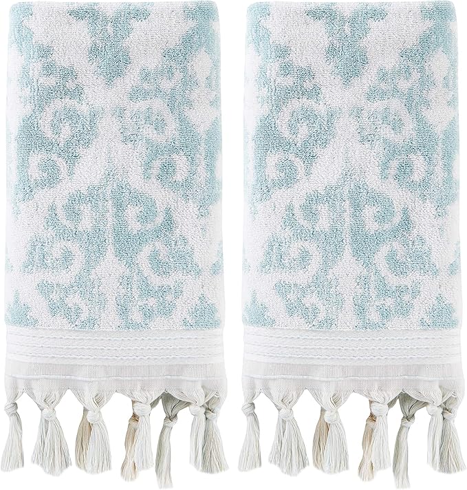 SKL Home Mirage Fringe 100% Turkish Cotton Hand Towel Set