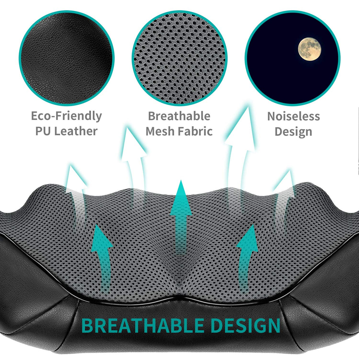Nekteck Shiatsu Neck and Back Massager with Soothing Heat, Electric Deep Tissue 3D Kneading Massage Pillow for Shoulder, Leg, Body Muscle Pain Relief, Home, Office, and Car Use