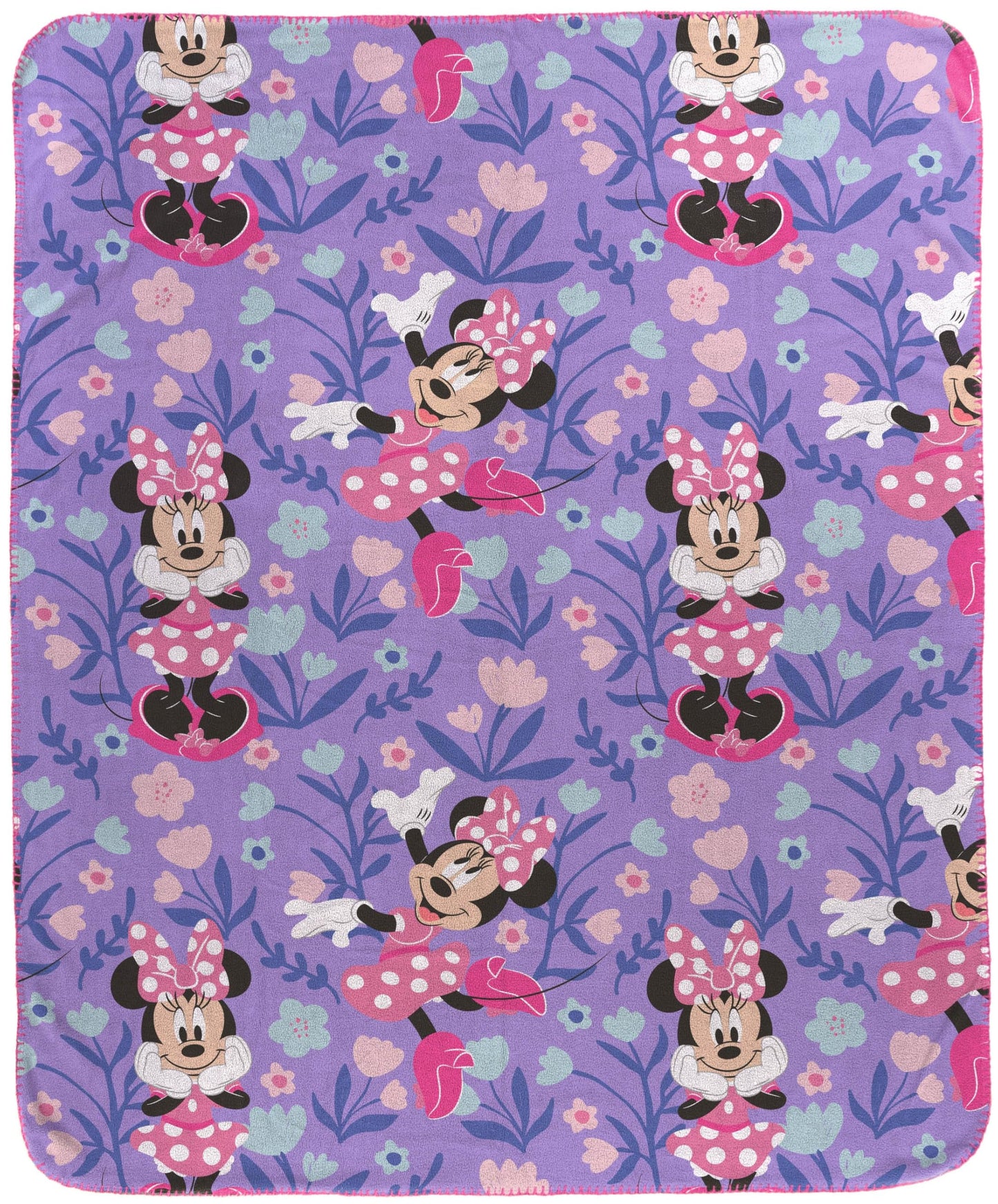 Jay Franco Kids Plush Throw Blanket – Soft & Cozy Fleece Throw for Bedroom & Couch Décor, Official Licensed Product, Purple - Minnie Mouse, 40x50 - Travel Blanket