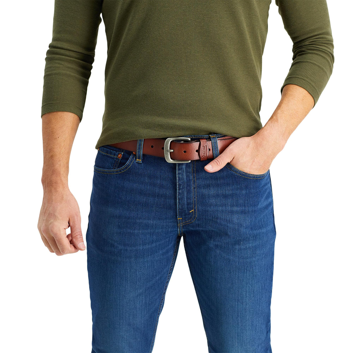 Levi's Men's Casual Leather Belt, Tan Burnish, Large (38-40)