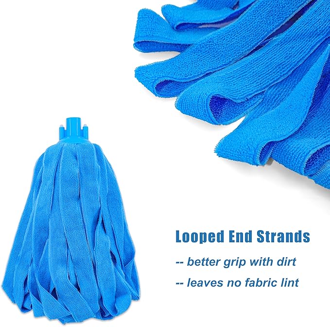 Microfiber Cloth String Mop Head Refill, Loop End Screw On Mop Head Compatible