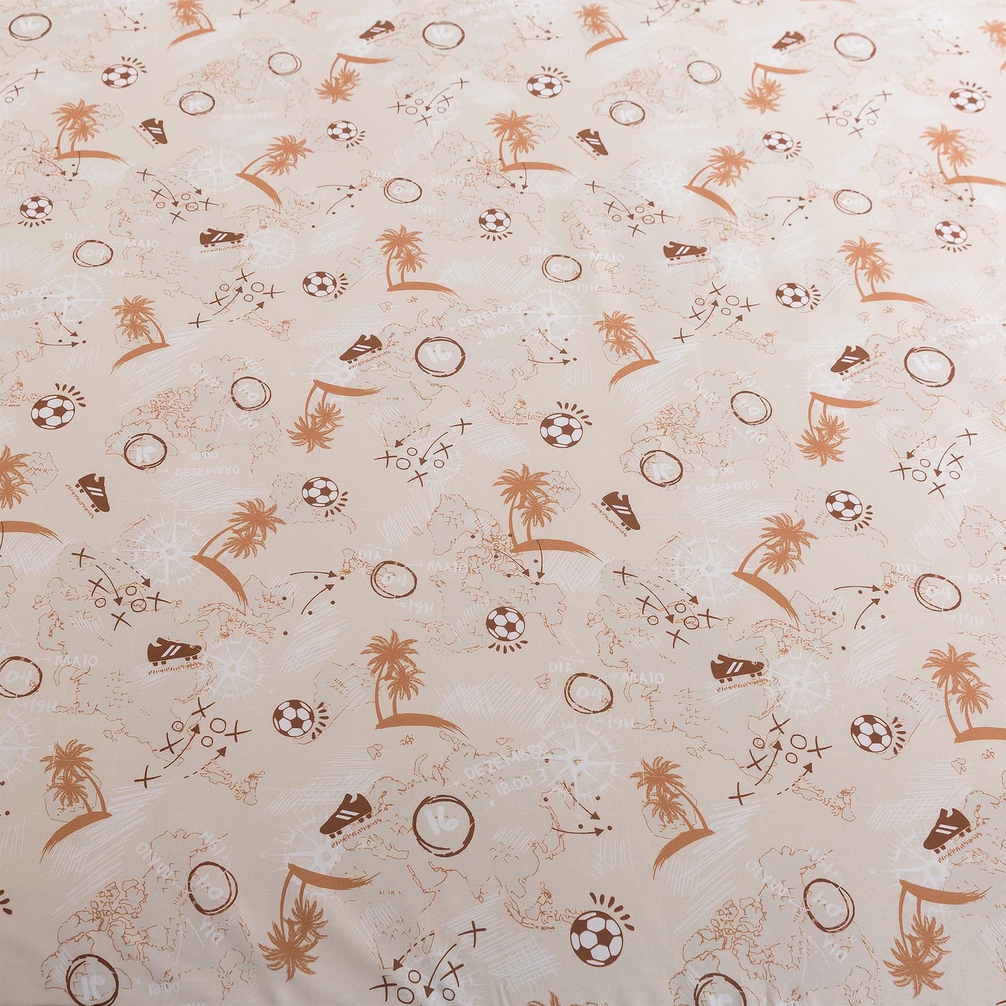 FADFAY Soccer Sheets Set King – 100% Cotton Soft Breathable Sports Sheets, Tropical Palm Tree Soccer Ball Print Bedding