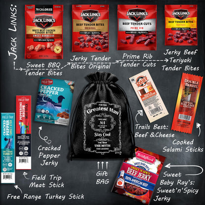 Beef Jerky Gift Baskets For Men - Meat And Cheese Gift Baskets, Birthday Gifts For Men Who Have Everything With Beef Jerky Variety Pack - Gifts For Dads & Fathers Day