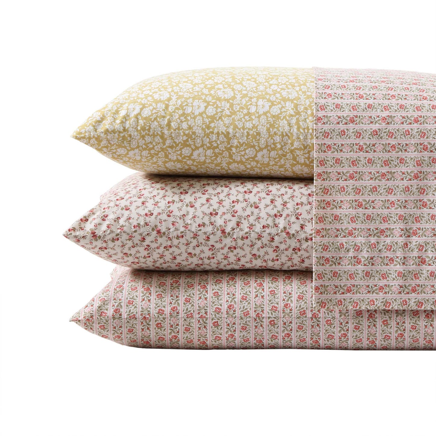 Laura Ashley - King Sheets, Cotton Percale Bedding Set, Lightweight & Breathable Home Decor, Oeko-Tex Certified (Sweet Success Pink, King)