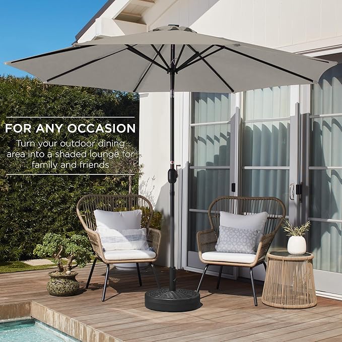 Best Choice Products 10ft Outdoor Table Compatible Steel Polyester Market Patio Umbrella w/Crank and Easy Push Button Tilt
