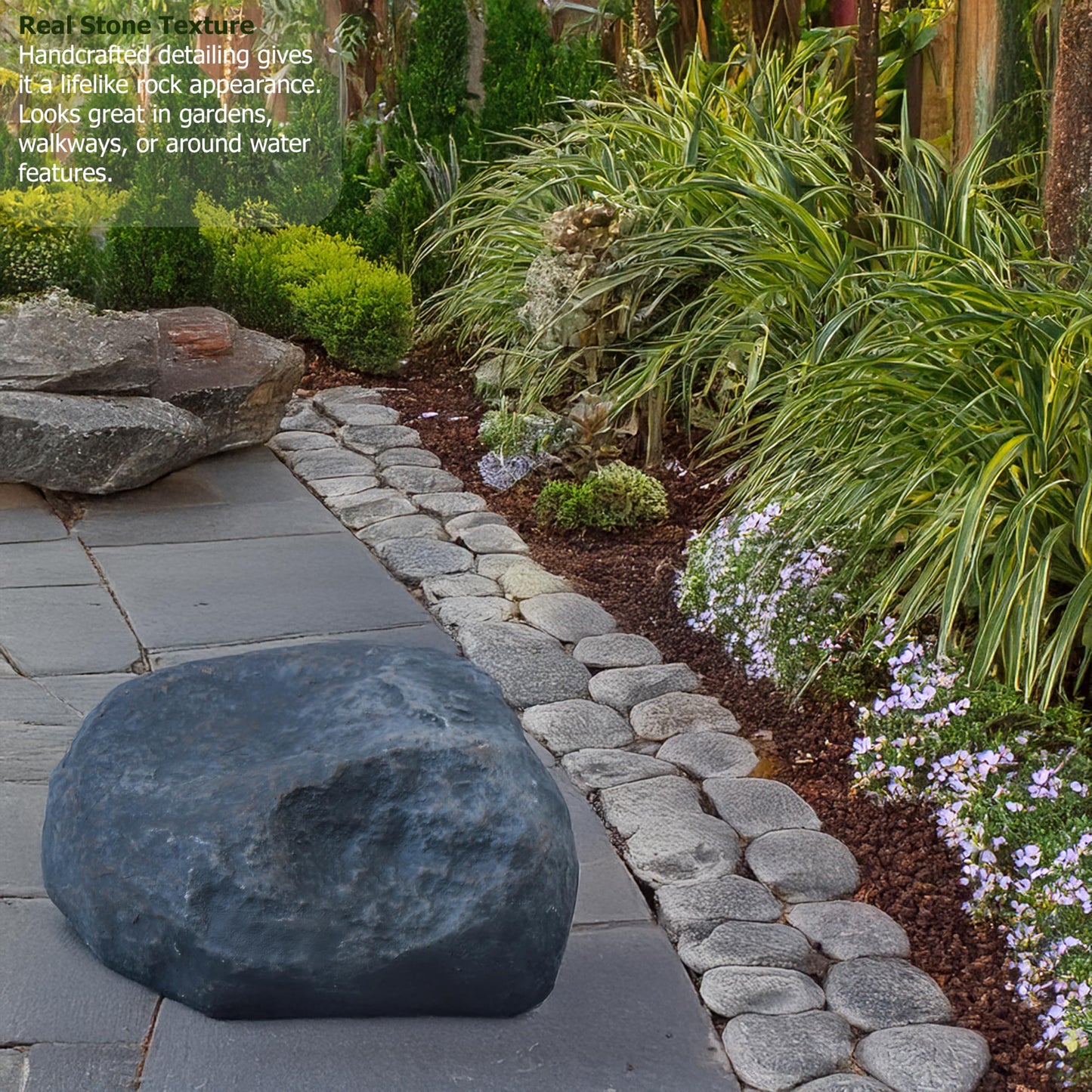 Gardenised Fake Garden Rock Cover Decorative Natural Texture Faux Stone for Outdoor Landscaping Ideal for Hiding Irrigation Valve Water Pump Pipe Electrical Boxes & Cable in Yard or Lawn, Nugget Rock