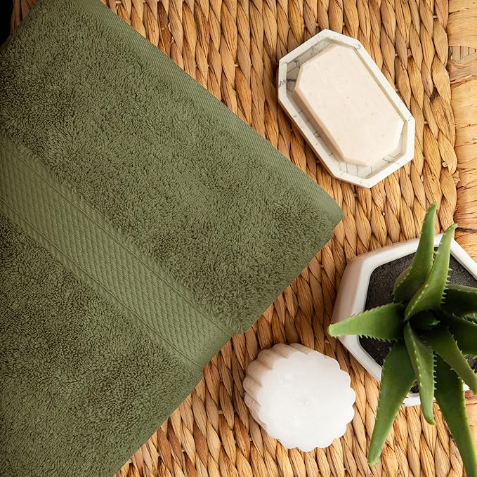 Superior Egyptian Cotton Solid Towel Set, Washcloths 13” x 13”, Hand Towels 20”
