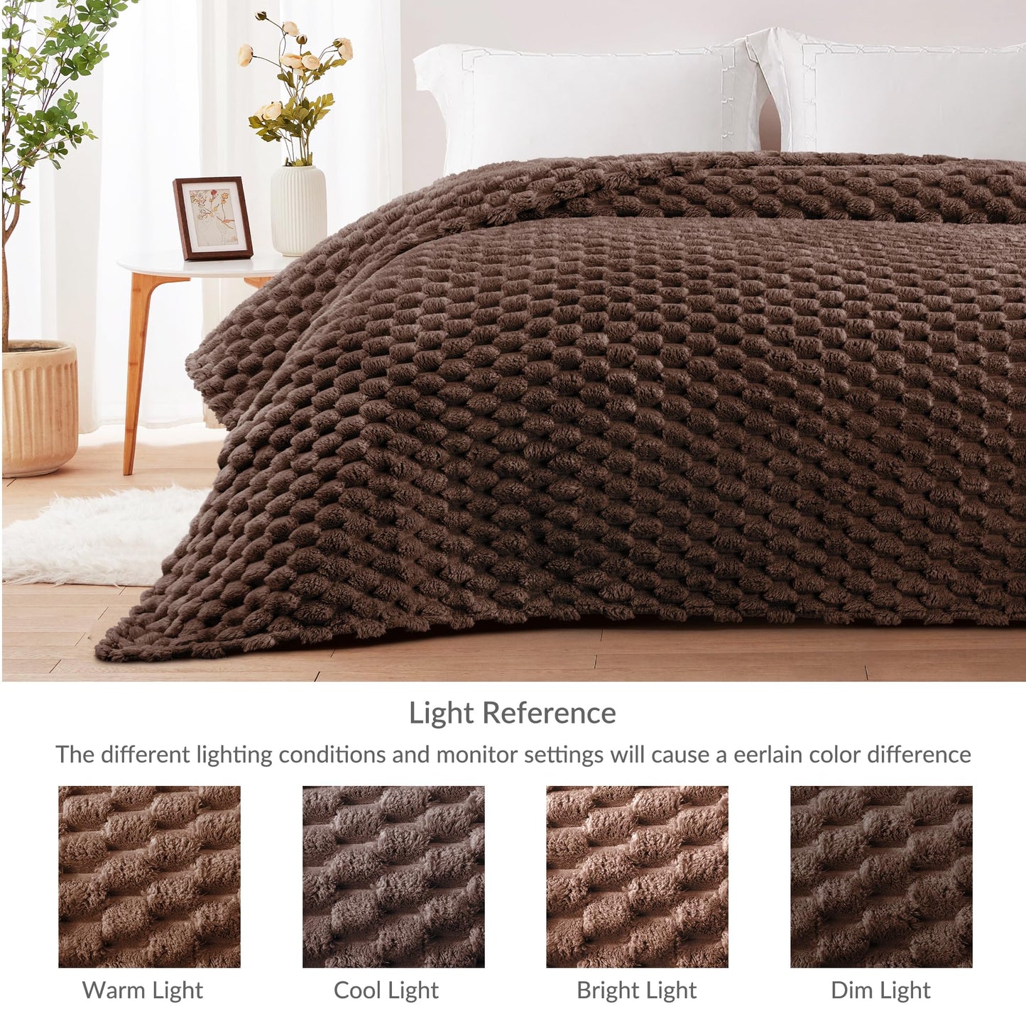 Whale Flotilla Fleece Throw Blanket for Couch or Bed, Luxury Super Soft Lightweight Summer Blanket, 3D Jacquard Cozy Fluffy Plush Decorative Sofa Chair Blanket for Mom Dad, 50x60 Inch, Coffee